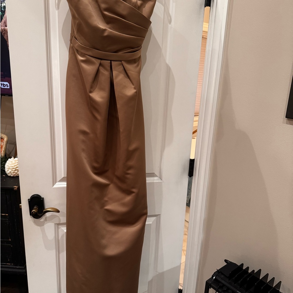 Elegant Golden Tan Evening Gown Size 6